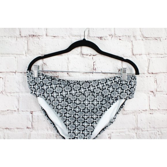 NWOT! LL Bean Black Printed Breathable Bikini Bottom Swimwear Size 16 - Picture 3 of 8